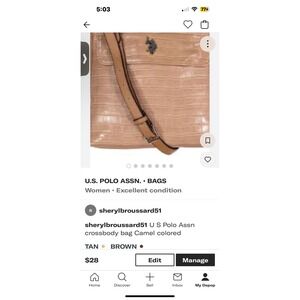 U S Polo Assn Charles Double Entry‎ Crossbody Bag, Camel